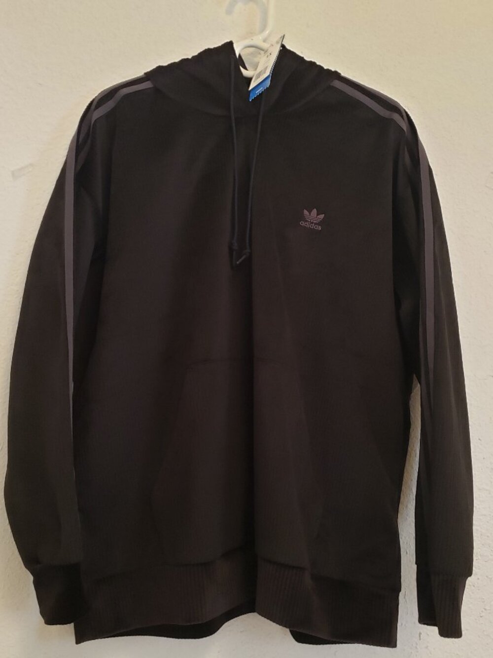 Adidas Womens Velvet Corduroy Hoodie 1X Black Pullover Plus Size Rare NWT